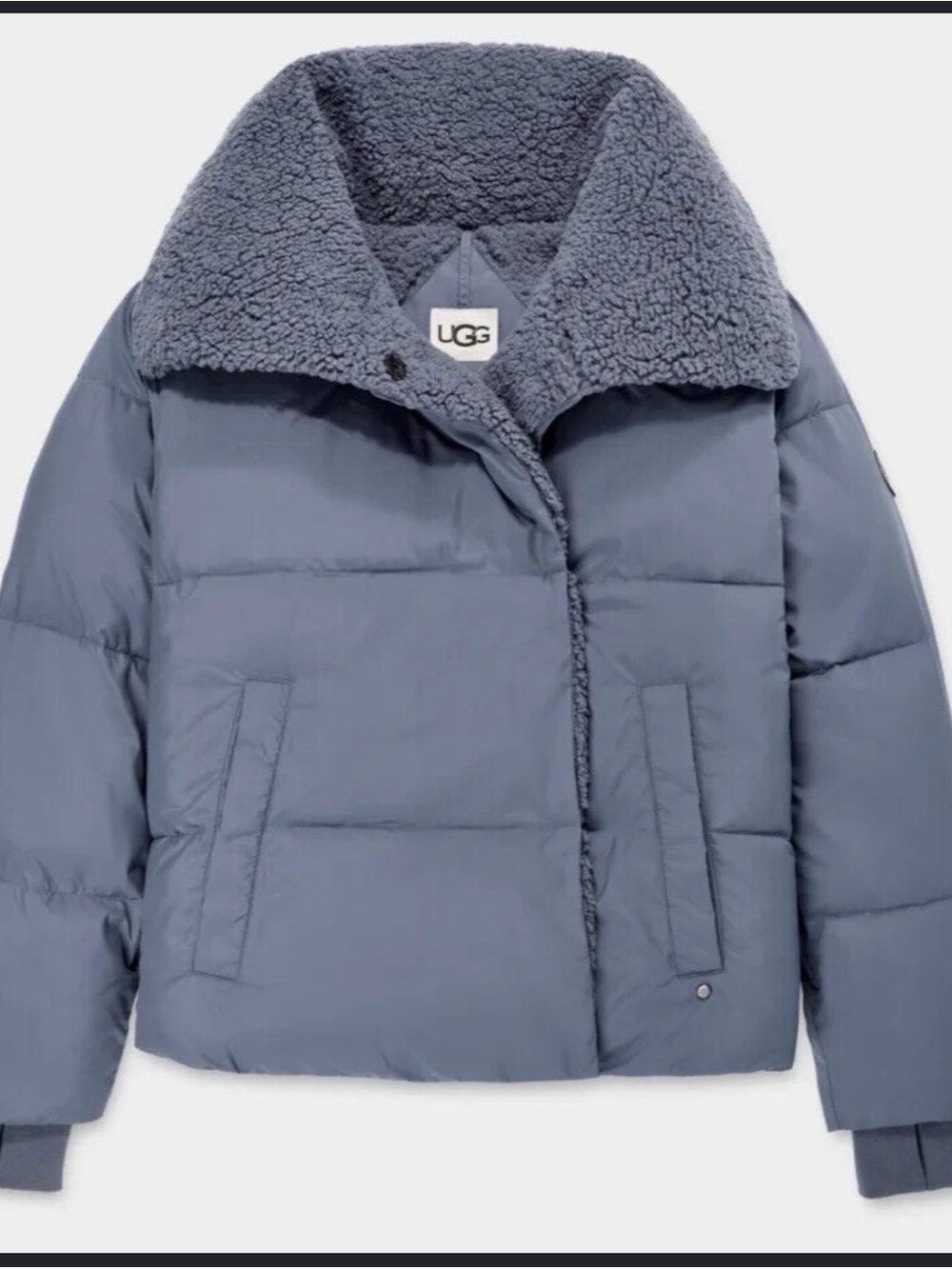 UGG Women's Slate Blue Puffer Jacket with Sherpa Collar XS-S